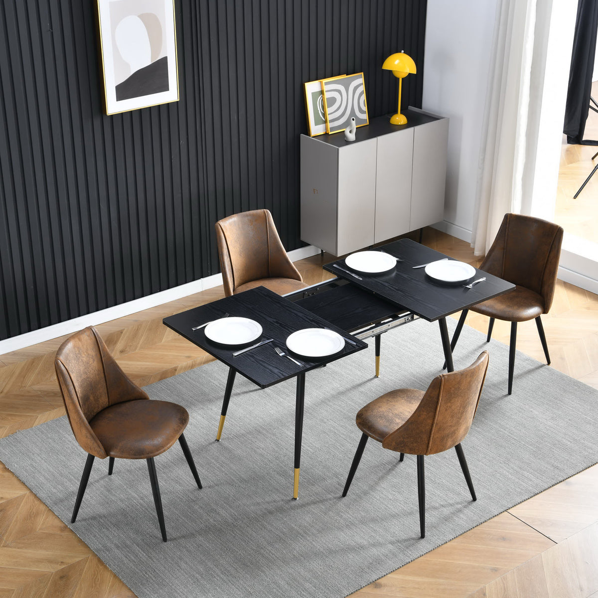 Lot de 4 chaises de salle à manger industrielles en suédine - SMEG