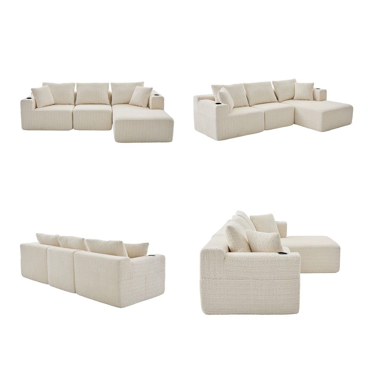Canapé d’angle modulaire beige 3 place