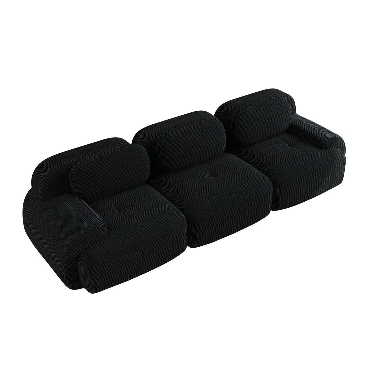 2-seater sofa bed in dark gray fabric with side pockets, modern convertible sofa
