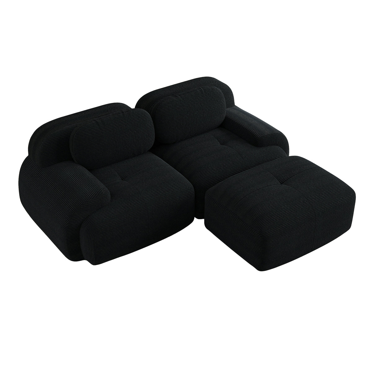 2-seater sofa bed in dark gray fabric with side pockets, modern convertible sofa