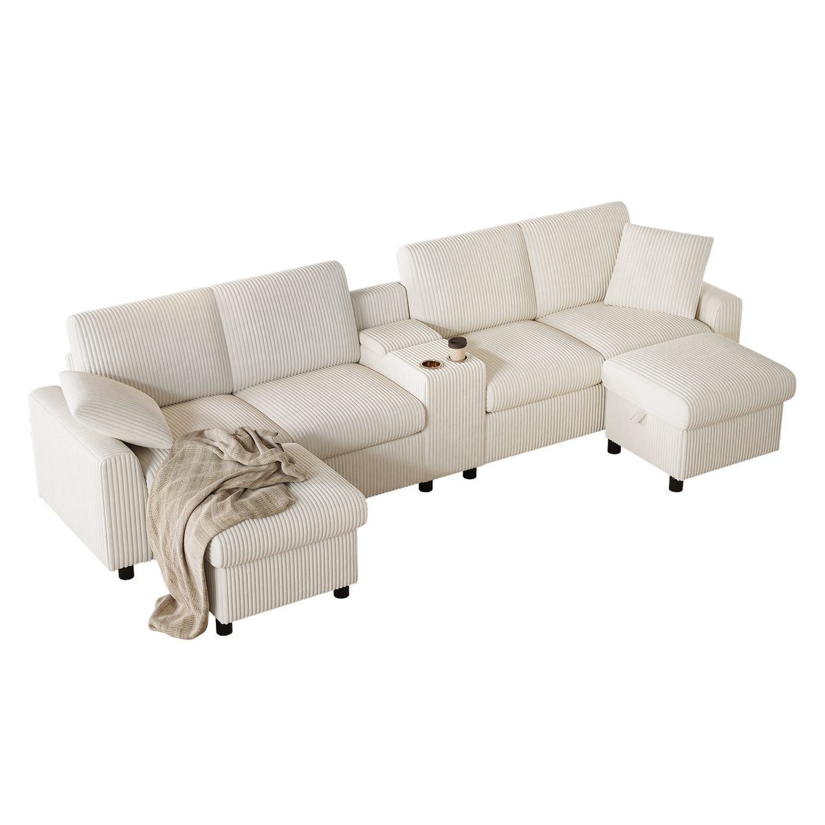 2-seater sofa in beige fabric Scandinavian style - AHBARM