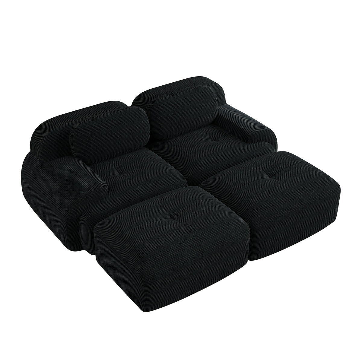 2-seater sofa bed in dark gray fabric with side pockets, modern convertible sofa