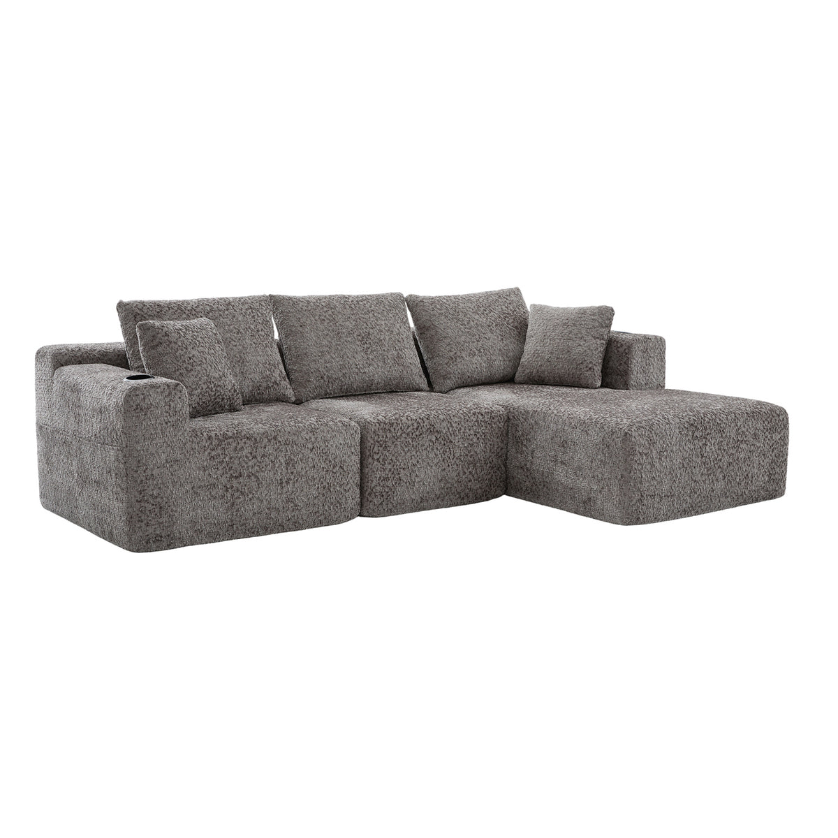 Canapé d’angle modulaire gris 3 place