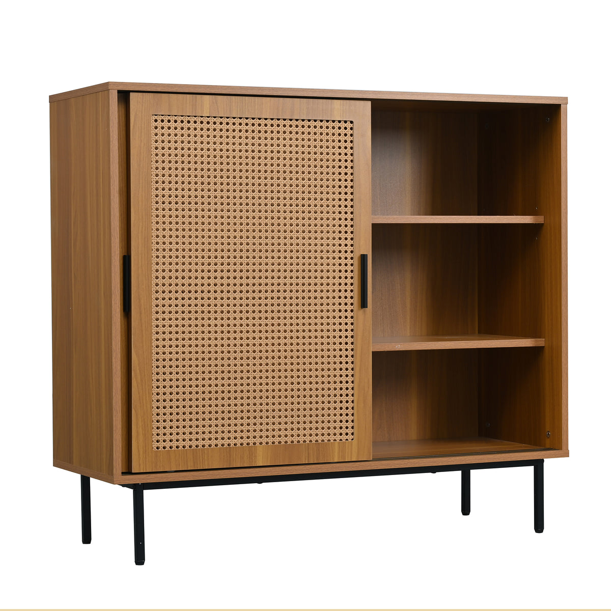 Buffet de cuisine en bois style campagne avec 2 portes coulissantes et étagères réglables â€?100 × 90 × 37 cm