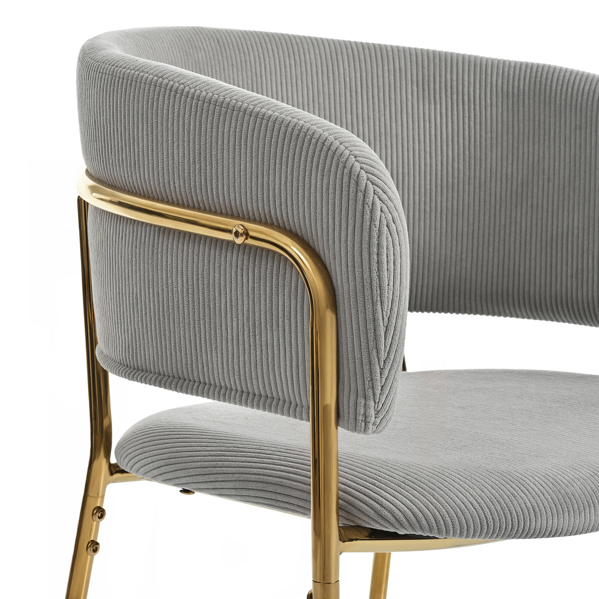 Lot de 2 chaises modernes en tissu côtelé gris avec pieds inclinés en bois et métal, dossier ergonomique et pieds réglables
