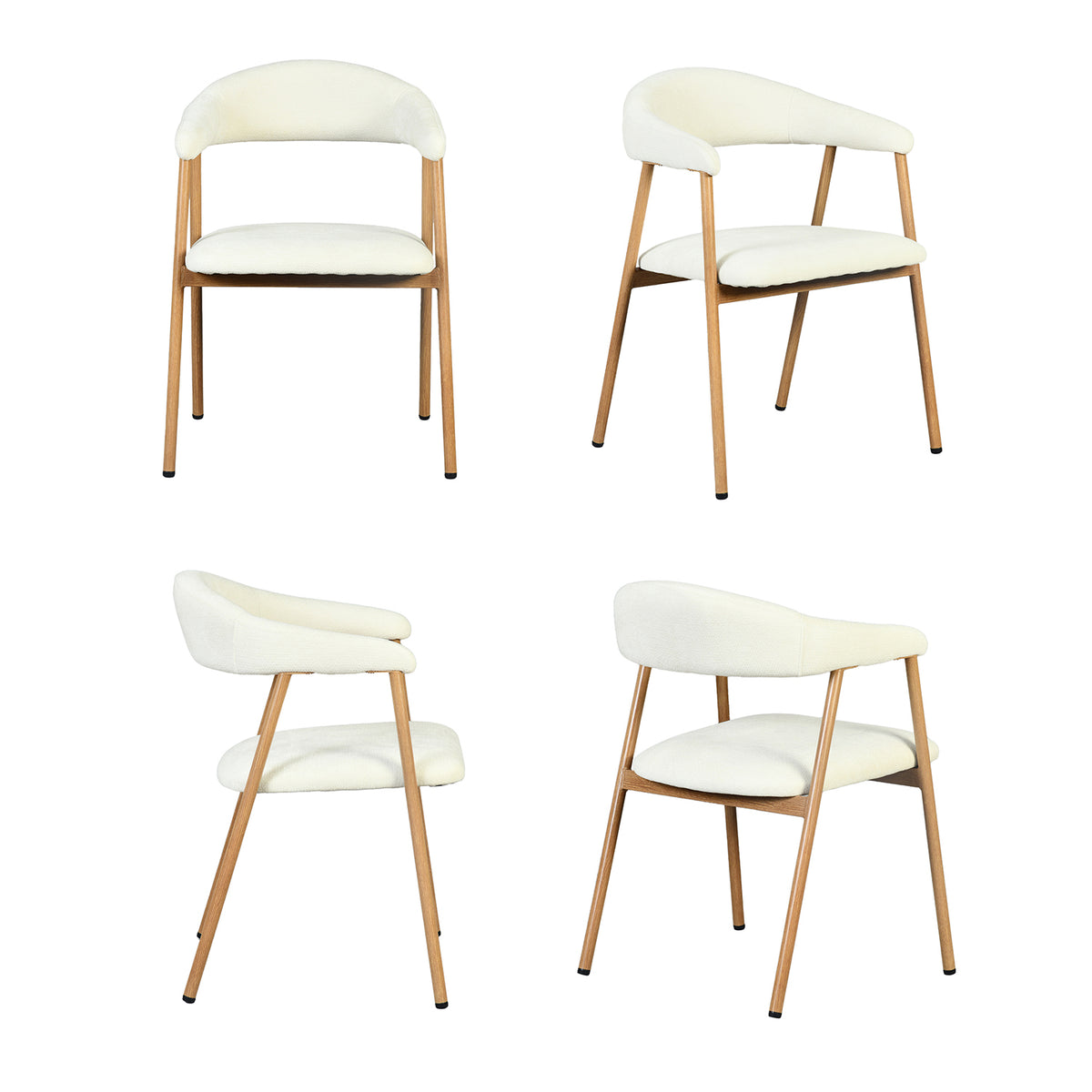 Lot de 6 fauteuils de salle à manger scandinaves avec accoudoirs en tissu beige- BONNIE