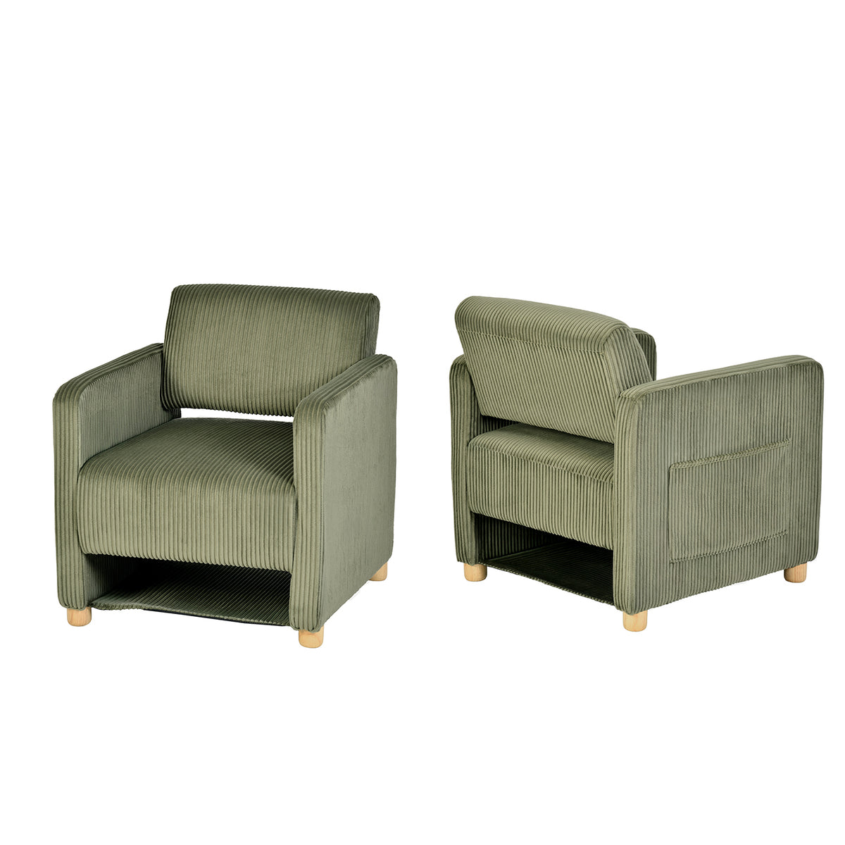 Loungesessel mit Armlehnen aus beigem Cord – DOMCO