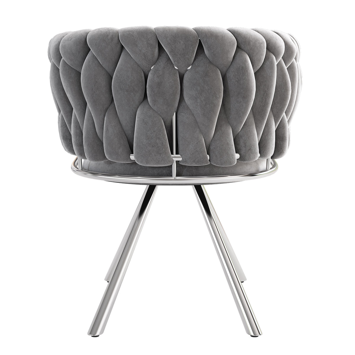 Lot de 4 chaises de salle à manger pivotantes en velours gris avec pieds en métal argenté