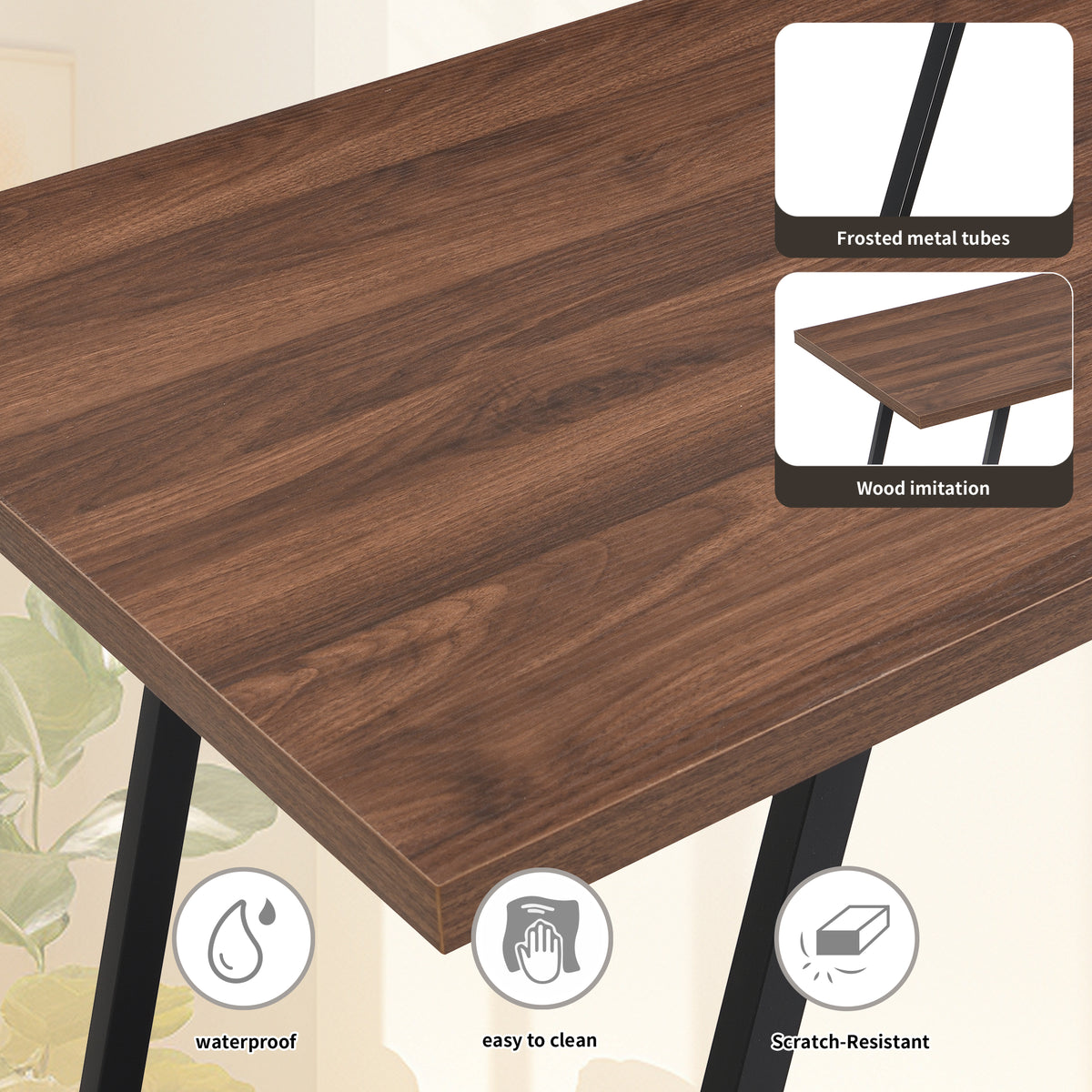 Bureau industriel en bois avec 3 tiroirs et rangements