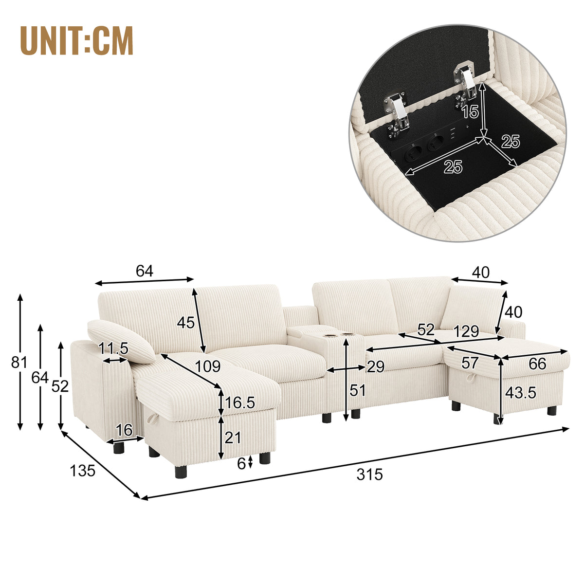 2-seater sofa in beige fabric Scandinavian style - AHBARM