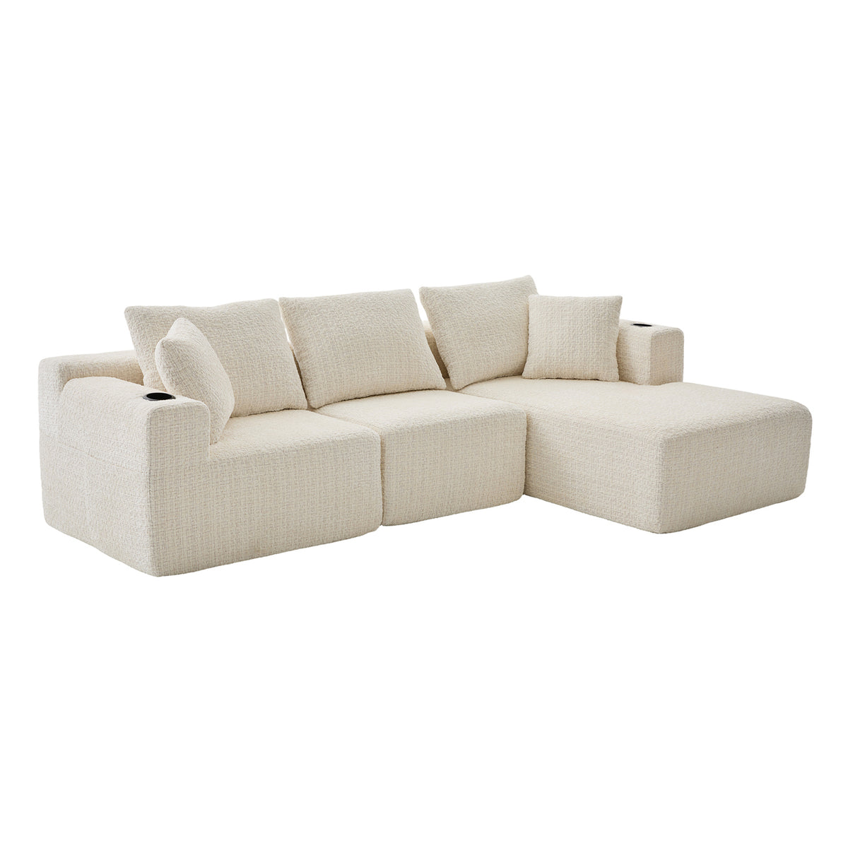 Canapé d’angle modulaire beige 3 place