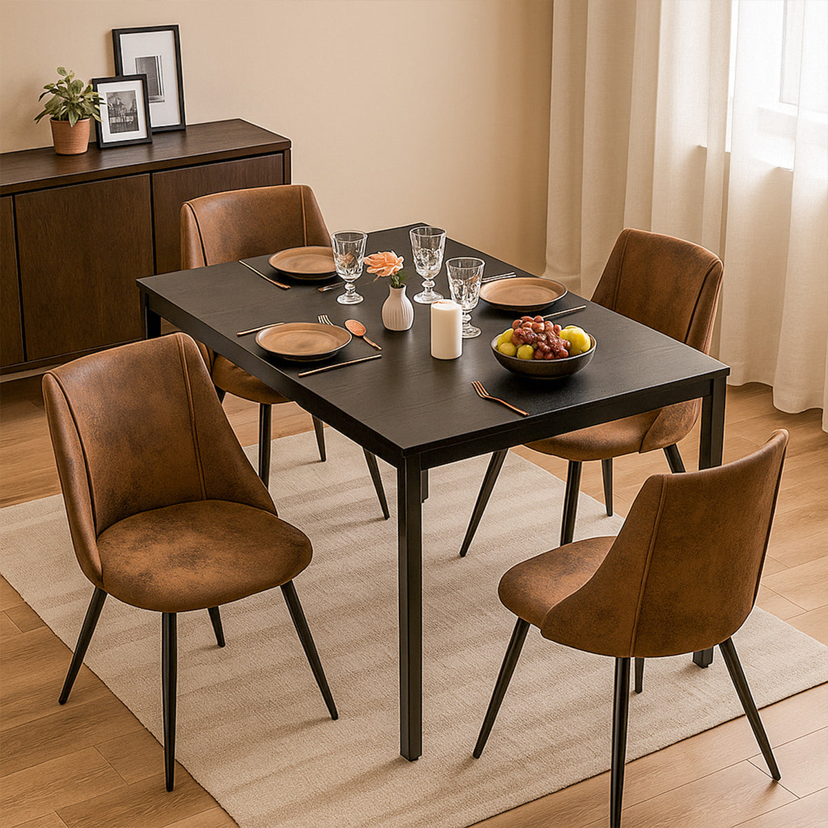 Lot de 4 chaises de salle à manger industrielles en suédine - SMEG