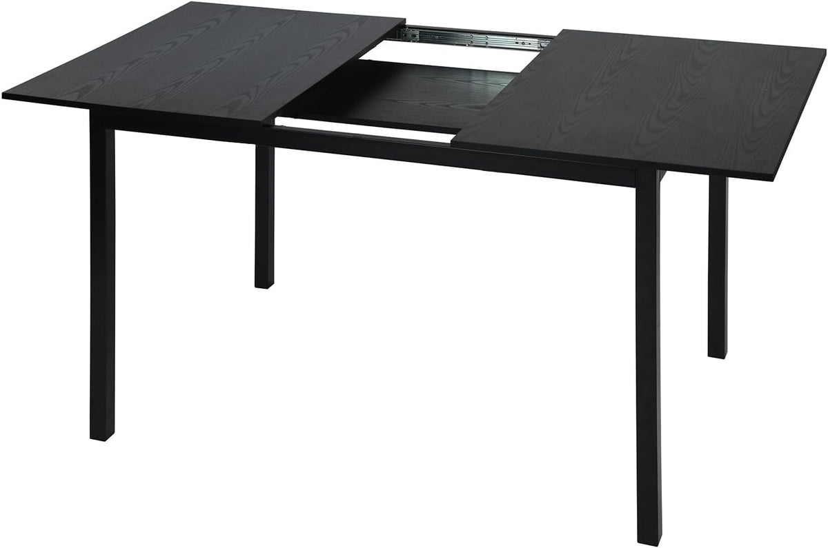 Table de salle à manger extensible industrielle pour 4 à 6 personnes en bois MDF noir - BARI
