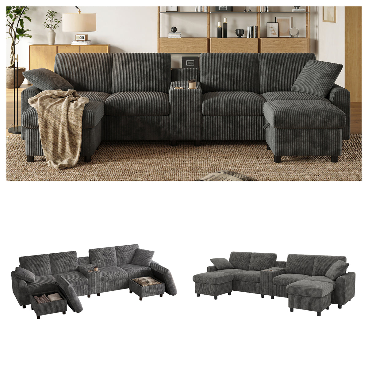 2-seater sofa in beige fabric Scandinavian style - AHBARM