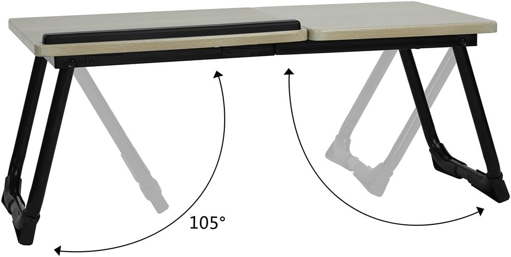 Table de lit/Support ordinateur pc pliable en bois et métal noir - MAMIE
