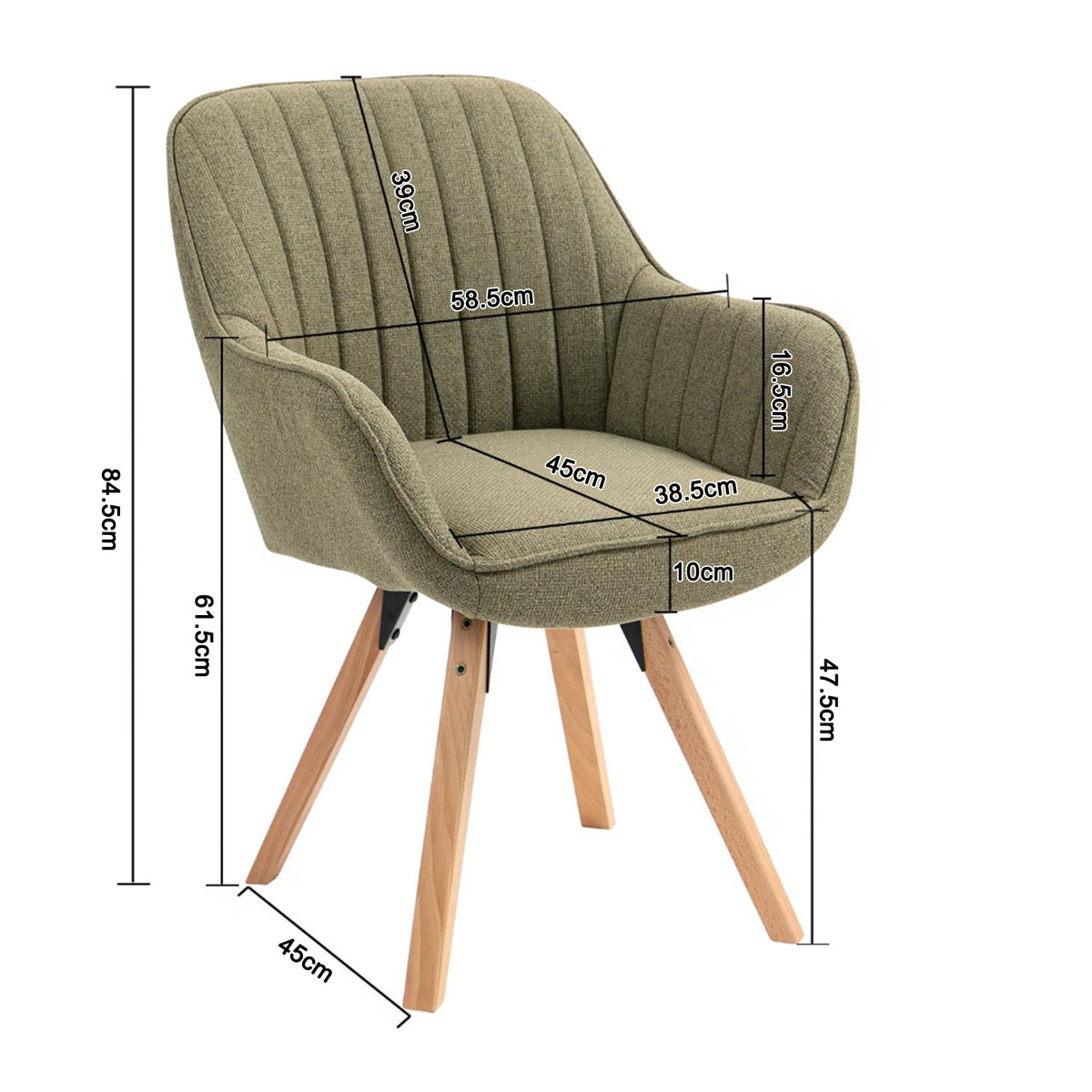 Set von 4 bequemen Esstühle in 360 ° drehbarem Grün Stoff - Carson Stoff Green 4pcs