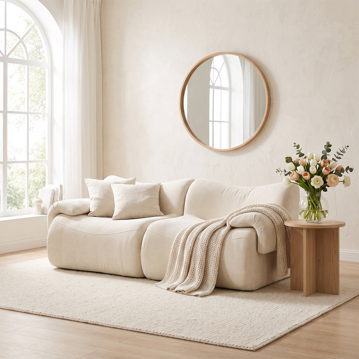 Canapé modulaire chenille beige 2 places