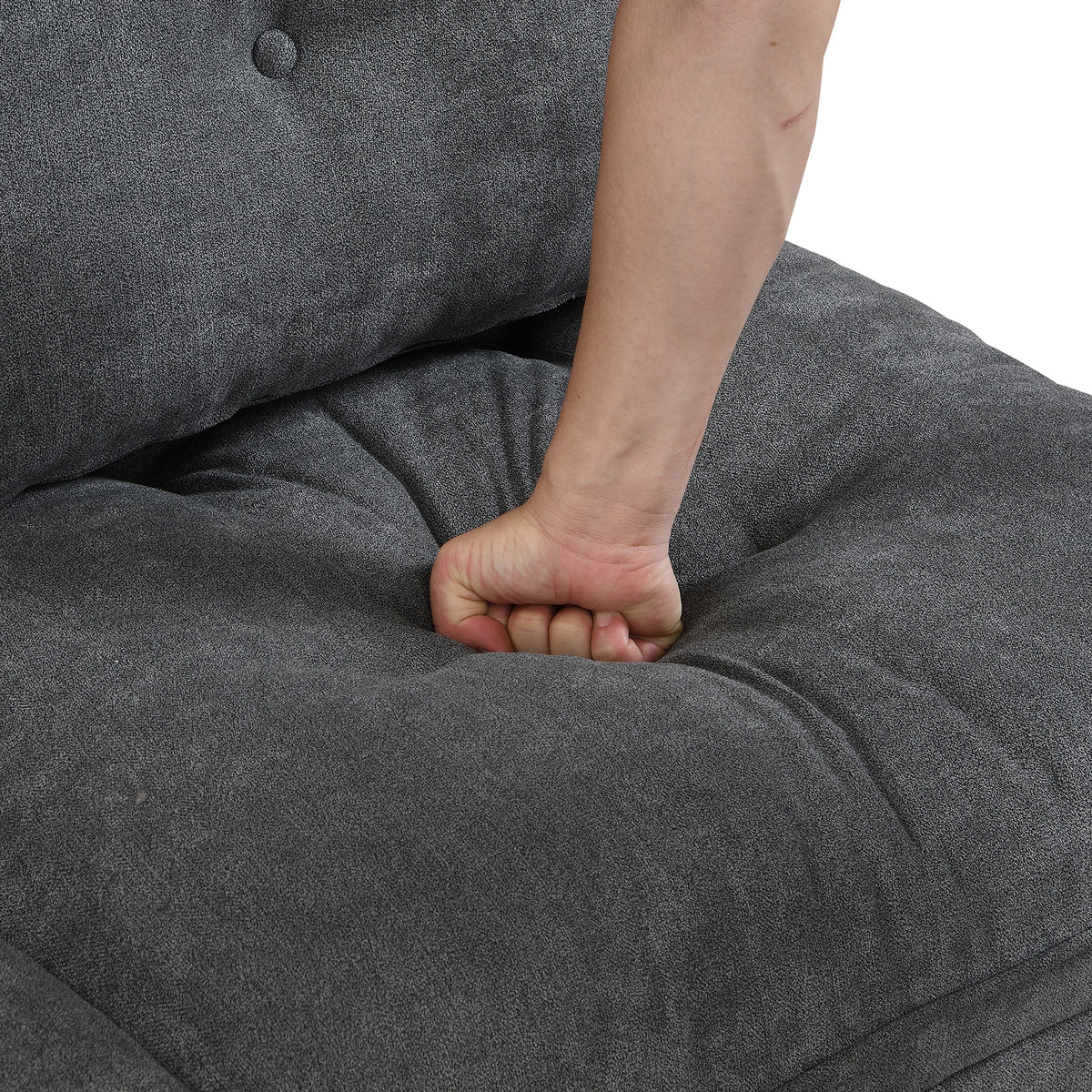 Ensemble de canapés modulables et séparables 4 places avec rangement, revêtu de chenille, gris