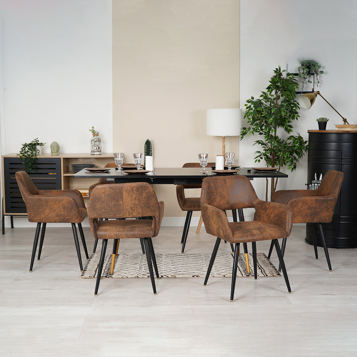 Table de salle à manger rétro style industriel extensible en bois - WHALEN