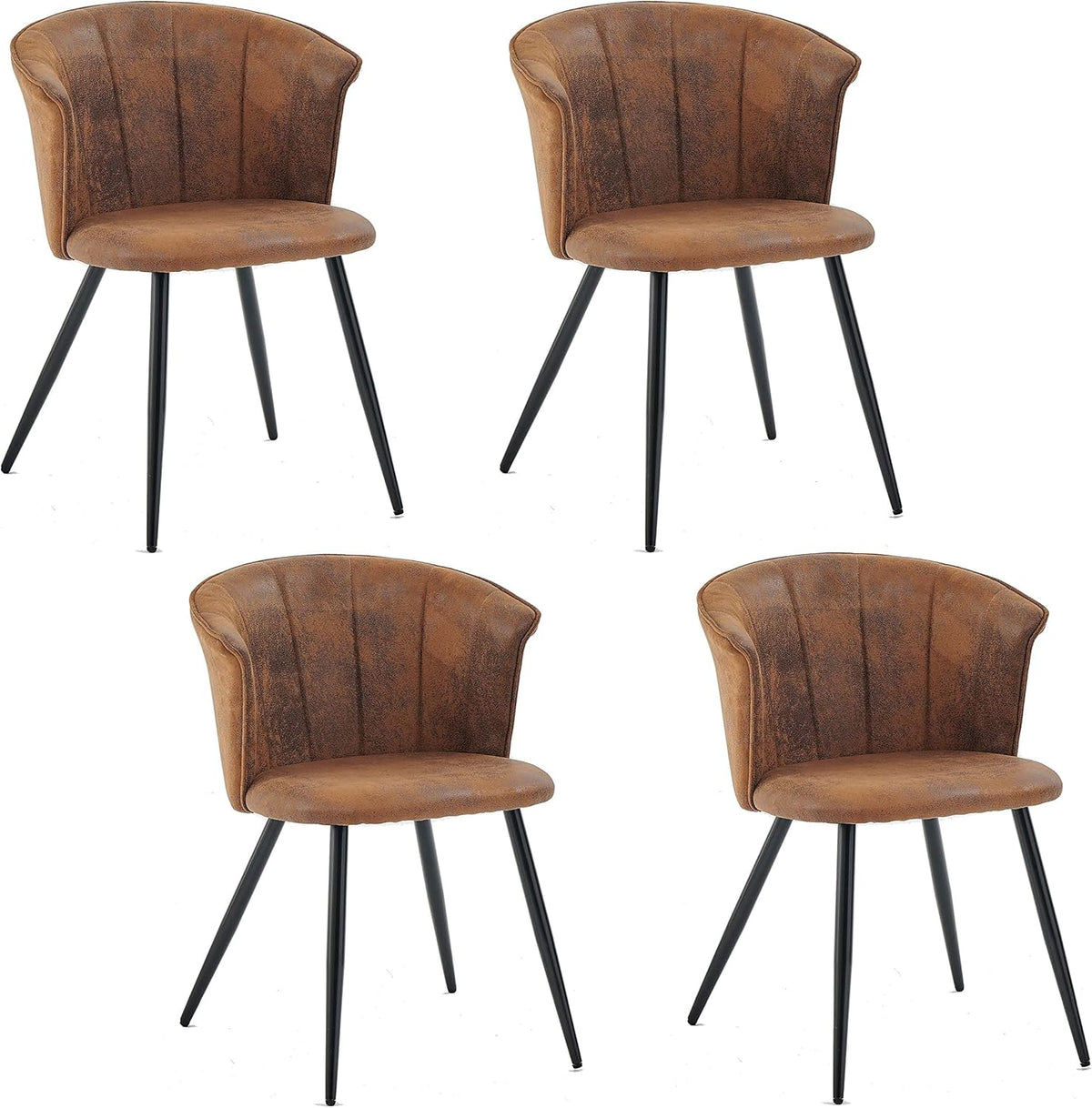Set of 4 industrial dining chairs with suede armrests - Doncic