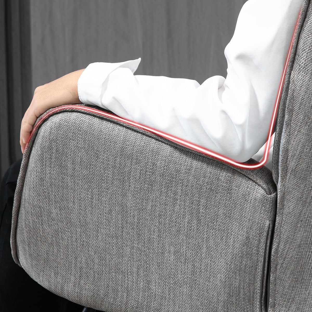 Fauteuil à bascule allaitement scandinave avec accoudoirs en tissu gris capitonné - EPPING
