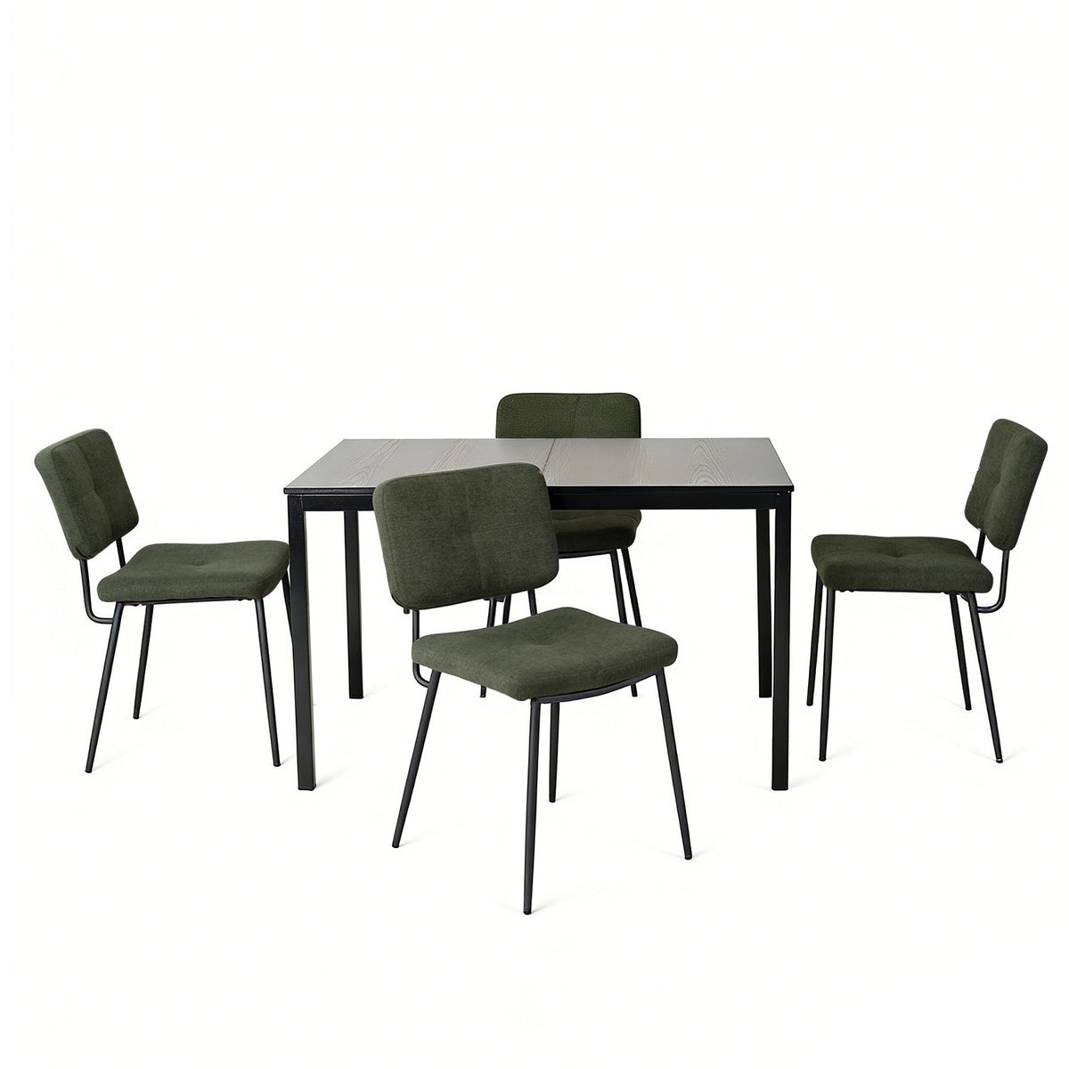 Round Table Table Table Table Timber Ø80 cm with 4 black velvet chairs, modern and comfortable style