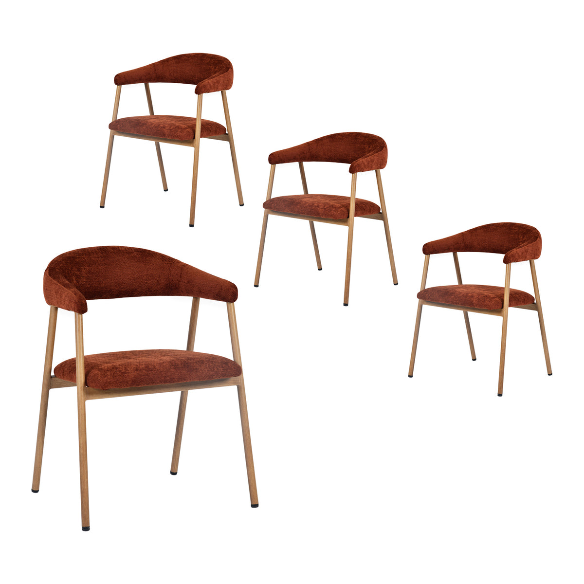 Set of 2 Scandinavian dining room armchairs with beige fabric armrests - Cromwell