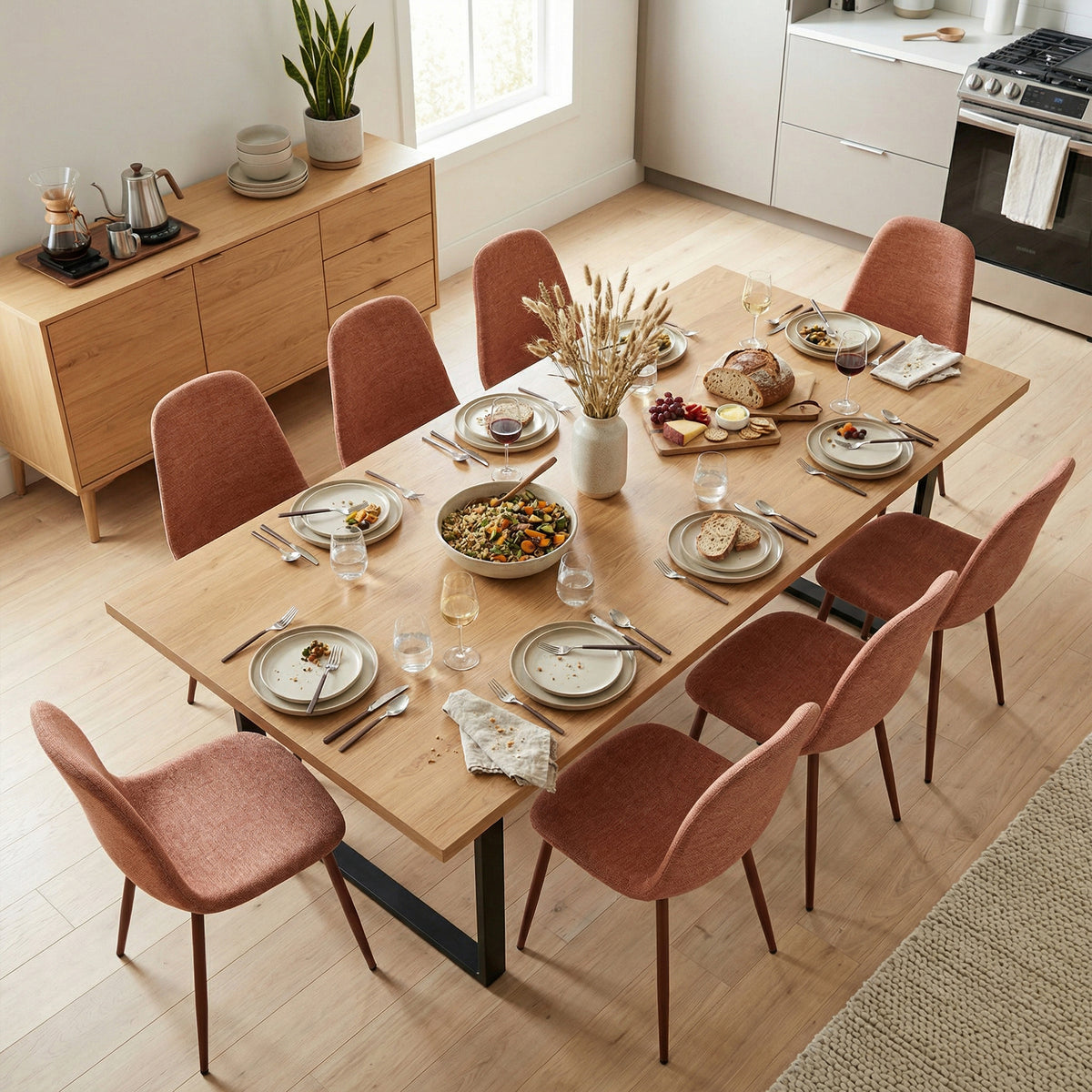 Set of 4 industrial dining chairs in suede - Charlton