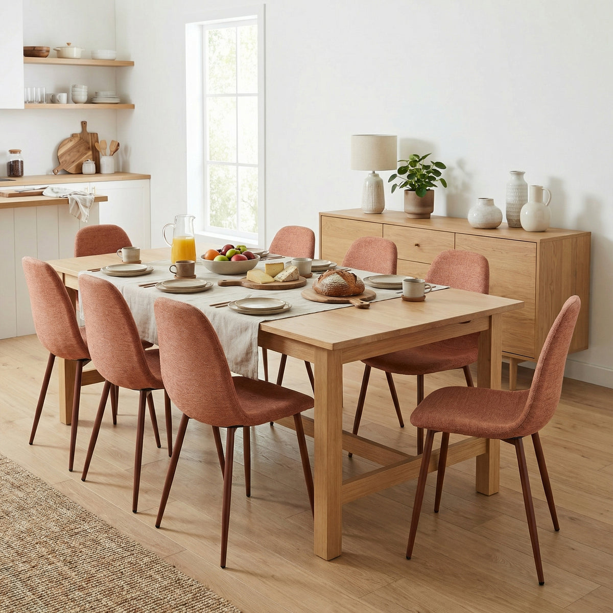 Set of 4 industrial dining chairs in suede - Charlton