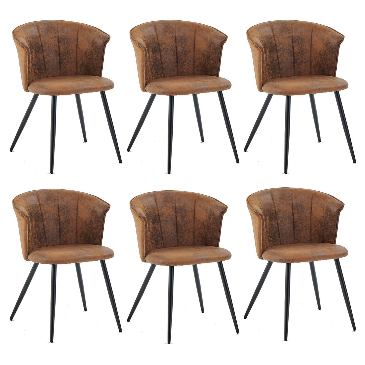 Set mit 6 industriellen Esszimmersesseln mit Wildlederarmlehnen – DONCIC