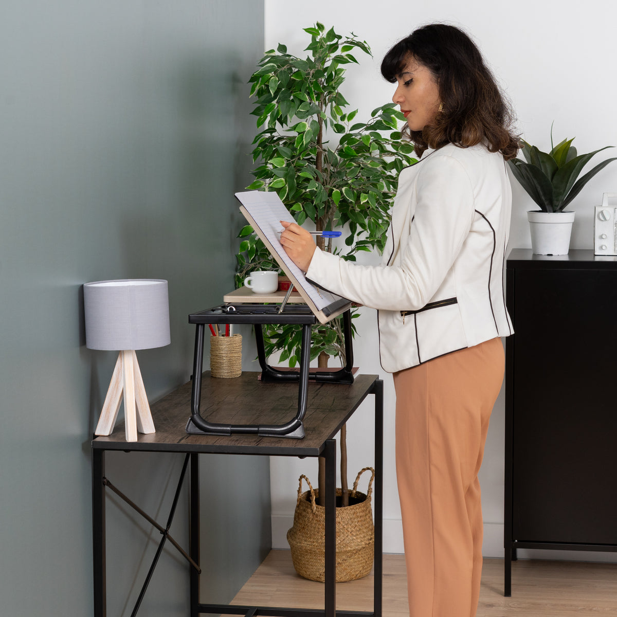 Table de lit/Support ordinateur pc pliable en bois et métal noir - MAMIE