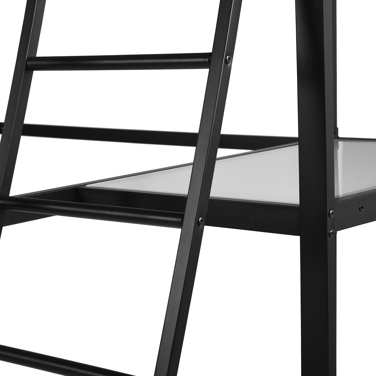 Lit mezzanine 2 places en métal noir avec bureau intégré, couchage de 140x190cm (matelas non inclus) - LIONEL