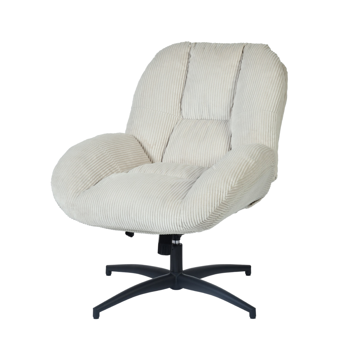 Chaise de bureau pivotante en velours côtelé beige – LITHOPS FIX