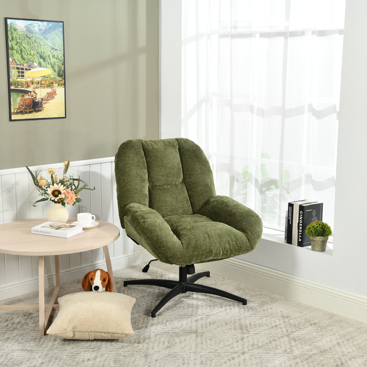 Einstellbare ergonomische Büro -Sessel mit Stoff Armlehnen weiße Schleife - Thomasina