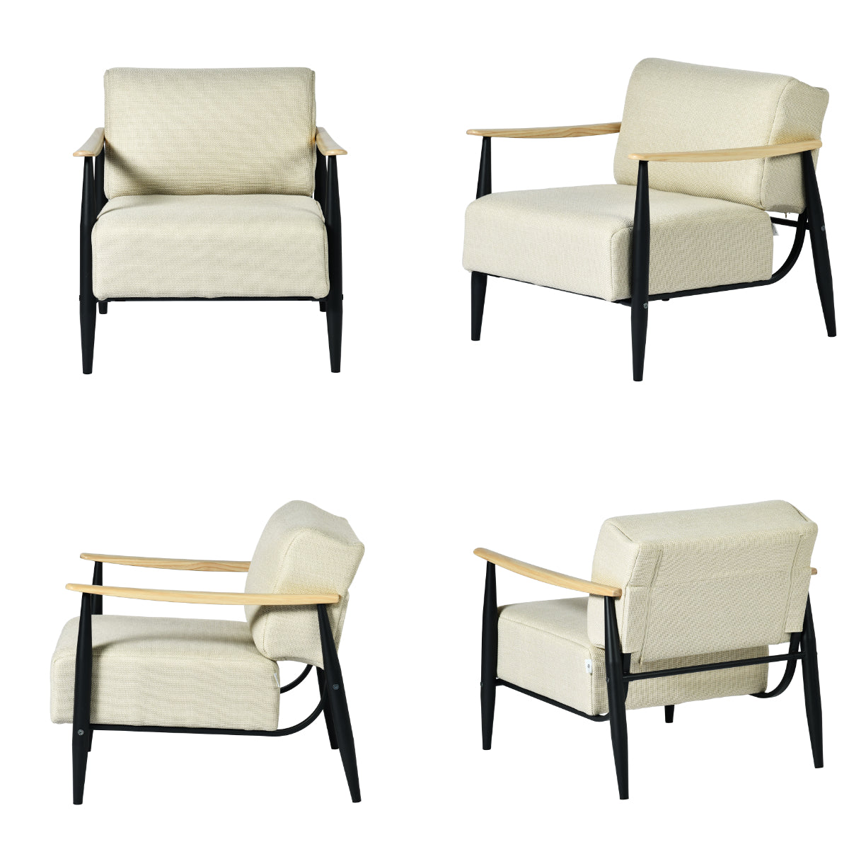 Fauteuil en tissu beige - MOLICA
