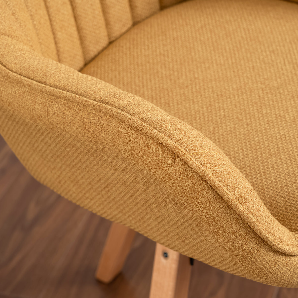 Set of 6 comfortable yellow fabric dining room chairs with 360° swivel - CARSON FABRIC YELLOW 6PCS