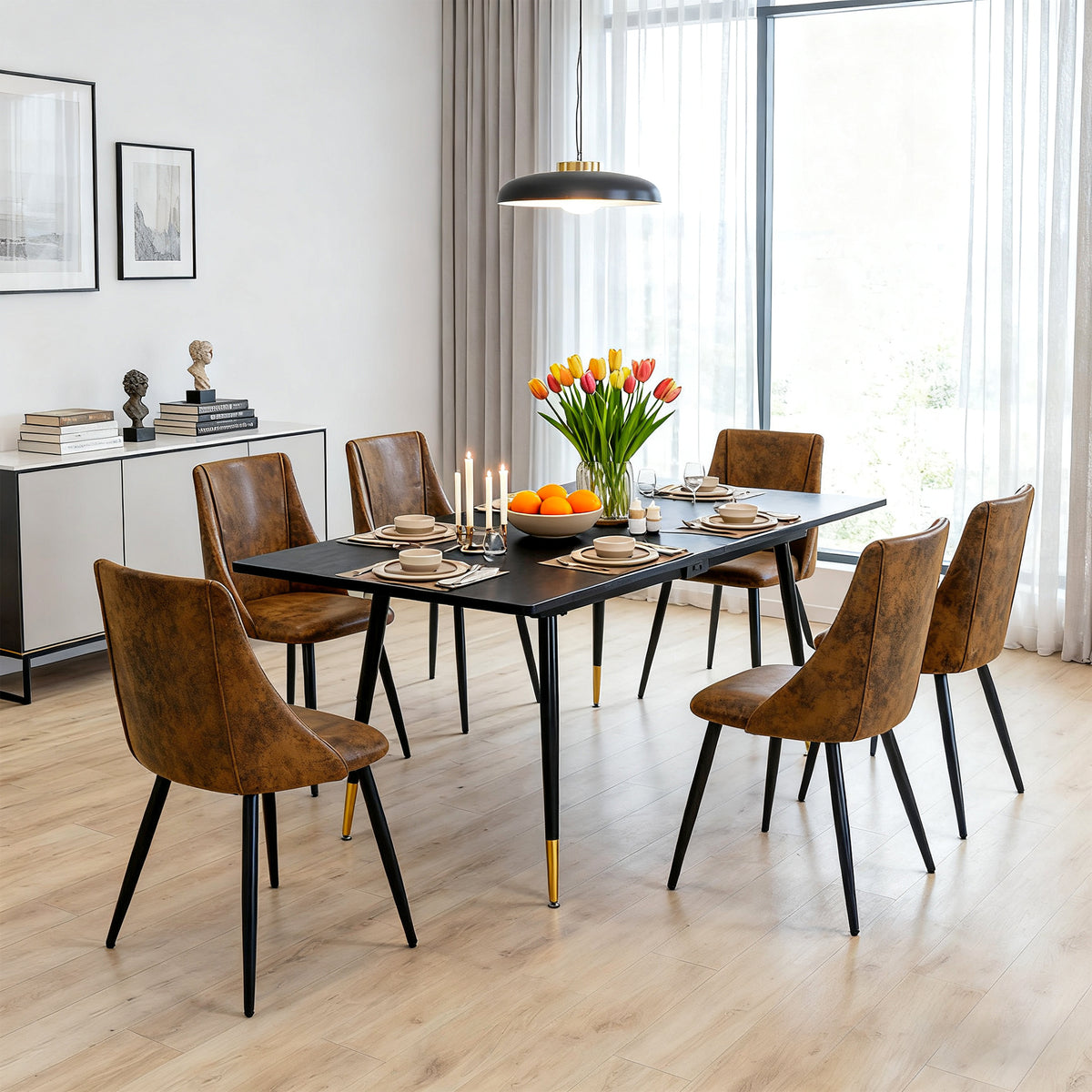 Set of 6 industrial dining chairs in suede - SMEG