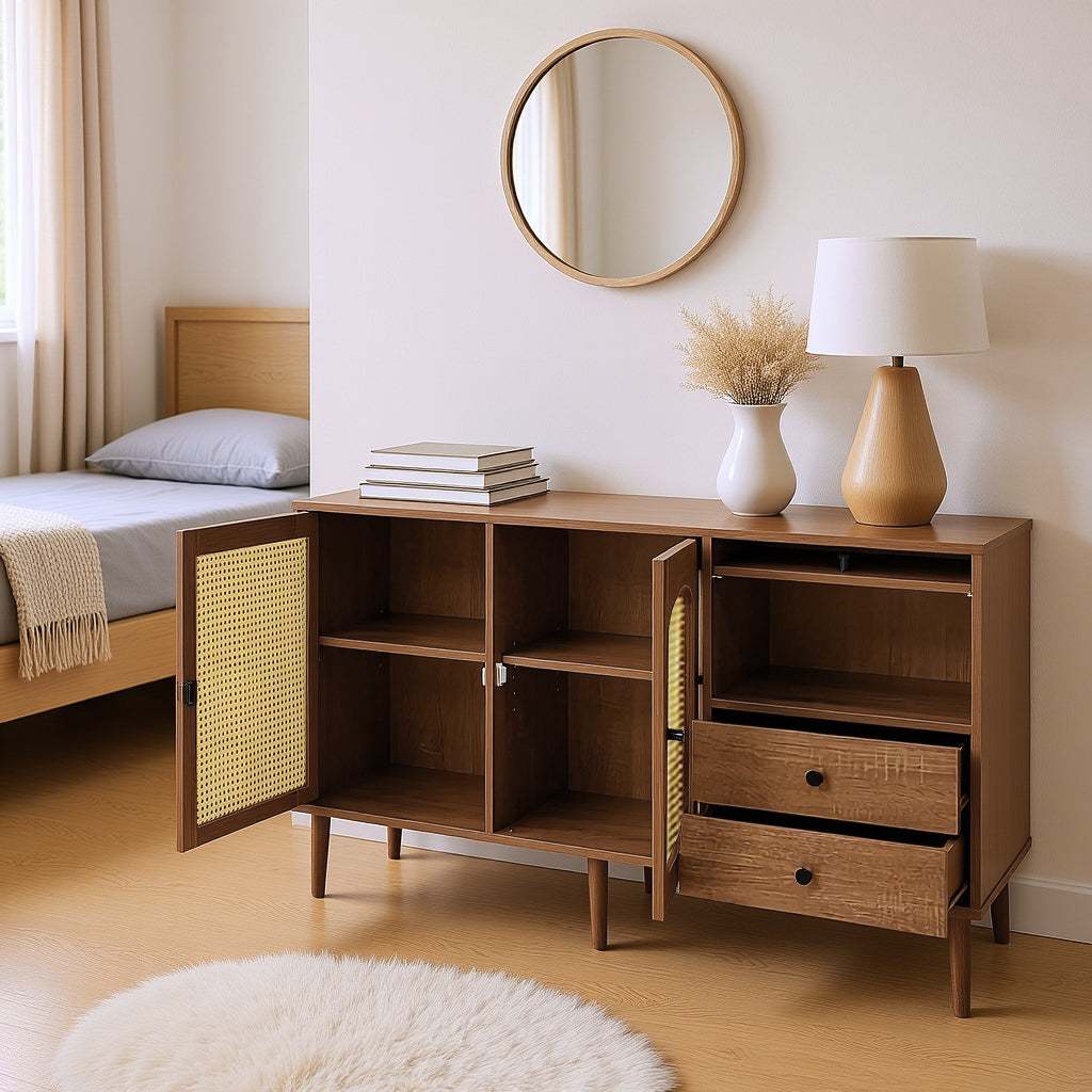 Wooden Buffet Campaign Style With Canning Doors, adjustable shelves and drawers 130 × 75.5 × 40 cm