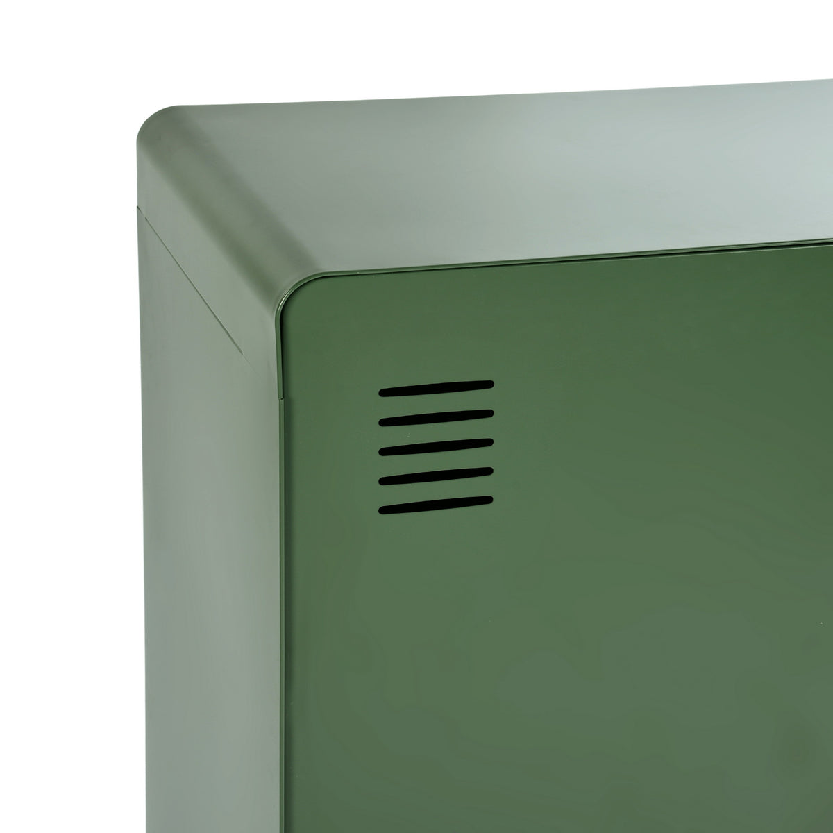 TV cabinet/Buffet Living Room in 3 -door green metal and wooden tray with shelves - Walnut