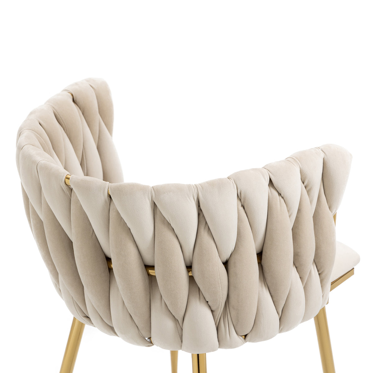 Set of 4 Industrial Style Dining Chairs With Braided File in Beige fabric - Miliana