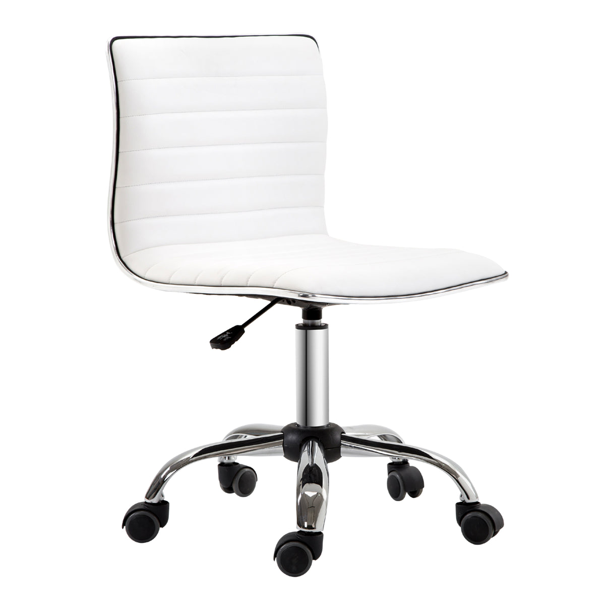 Chaise de bureau sans accoudoirs en cuir blanc réglable en hauteur - 78 à 90 cm