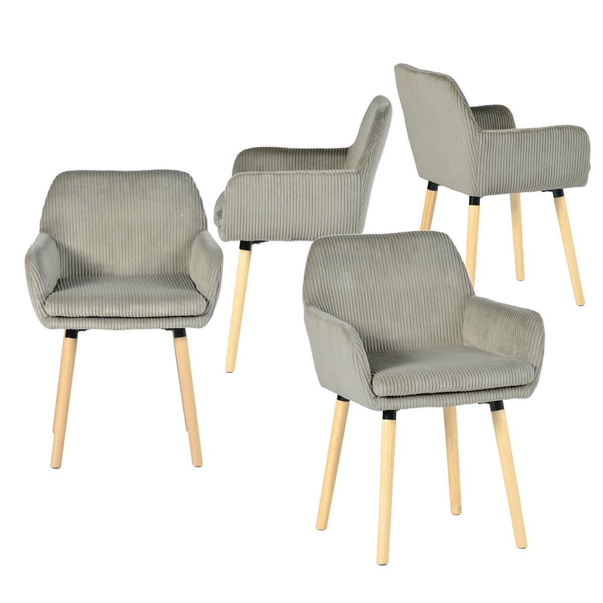 Set of 2 industrial dining chairs with suede armrests - Cromwell