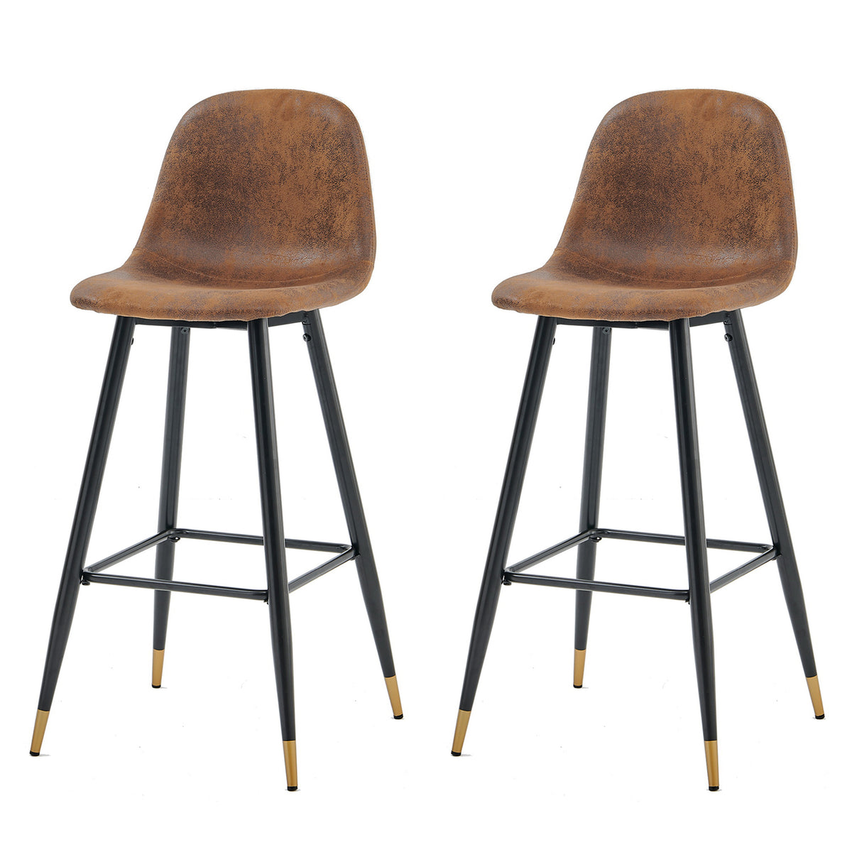 Set of 2 industrial bar stools with suede back - CHARLTON BAR