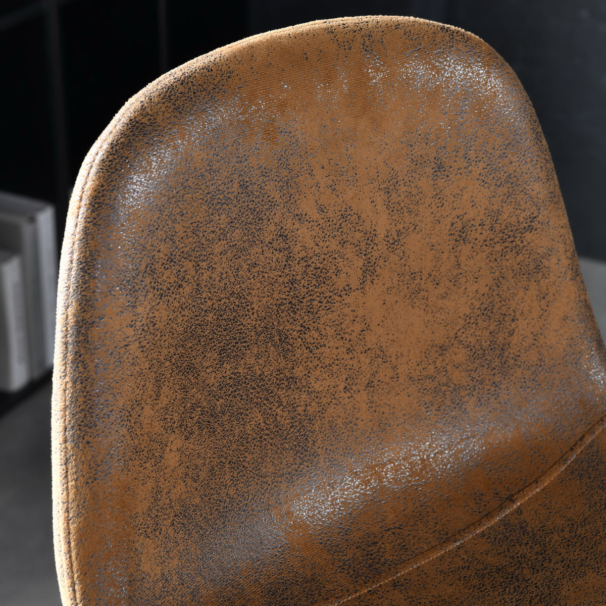 Set of 2 industrial bar stools with suede back - CHARLTON BAR