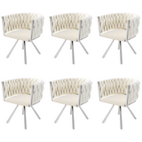 Set of 4 Industrial Style Dining Chairs With Braided File in Beige fabric - Miliana
