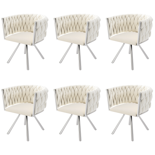 Set of 4 Industrial Style Dining Chairs With Braided File in Beige fabric - Miliana