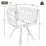 Lot de 6 chaises pivotantes de salle à manger en velours beige avec pieds en métal doré