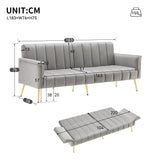 Sofa-lit pliant moderne en velours 183x76x75 cm â€?Réglable en 5 angles, pieds métalliques, idéal pour salon et chambre d’invités