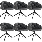 Lot de 6 Gris chaises de luxe en velours 360° pivotantes Chaises ergonomiques modernes à dossier pour salon salle à manger et dressing