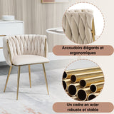 Set of 4 Industrial Style Dining Chairs With Braided File in Beige fabric - Miliana